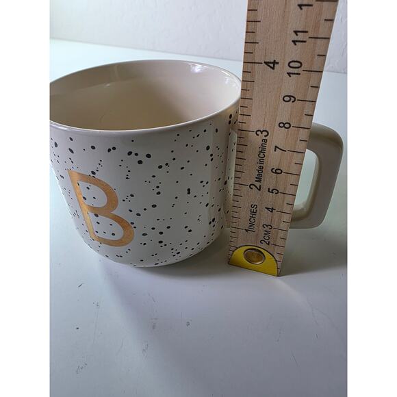 THYME & TABLE White Gold Black Splash Ink Monogrammed B Stoneware Coffee Mug - Picture 7 of 9